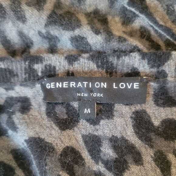 Generation Love Leopard Print Cashmere Sweater Size Medium - Picture 5 of 6